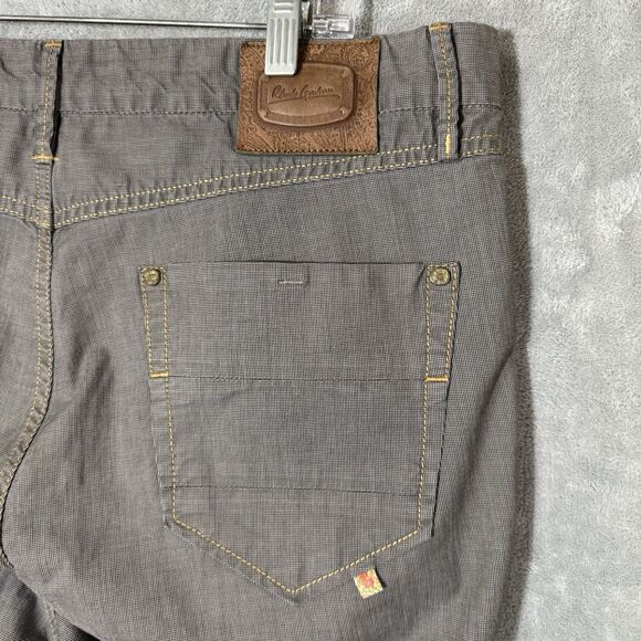 Robert Graham Pants Men 38x32 Gray Woven Stretch Flat Front Knowledge Wisdom